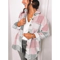 thumbnail image 4 of Eytino Plaid Shirts for Women Shacket Jacket Womens Button Down Shackets Long Sleeve Lapel Oversized Coats XL Pink, 4 of 7