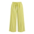 thumbnail image 5 of Mifsaly Striped Pants Women Wide Leg Casual Trousers Lightweight Relaxed Fit Lounge Everyday Bottoms Yellow,XXL, 5 of 7