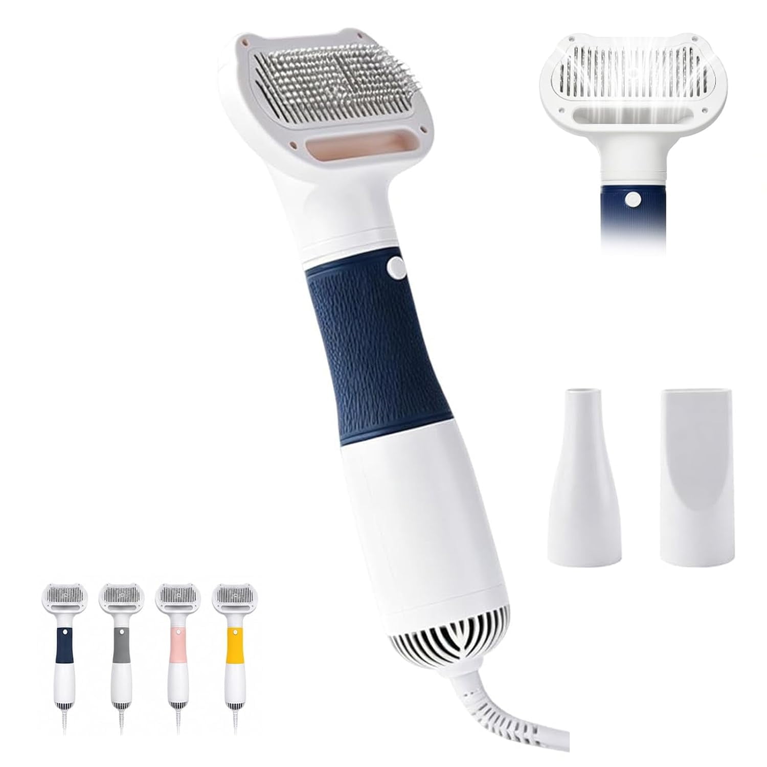3-in-1 Pet Hair Dryer Comb Three Adjustable Temperature Settings; Detachable Nozzle Quiet and Portable Suitable for All Pets(Cyan)