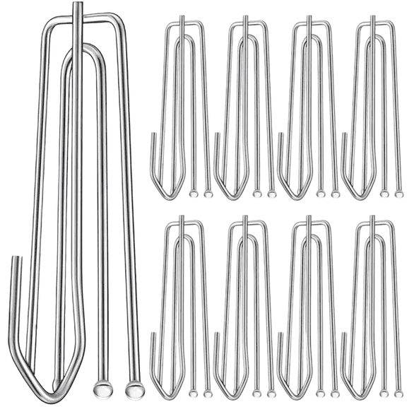 60PCS Stainless Steel Drapery Hooks for Pleated Curtains, 4-Prong Pinch Pleat Tape Pins, Heavy Duty Traverse Rod Hangers for Window & Shower