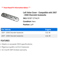 thumbnail image 2 of Left Valve Cover - Compatible with 2007 - 2008 Chevy Avalanche, 2 of 2