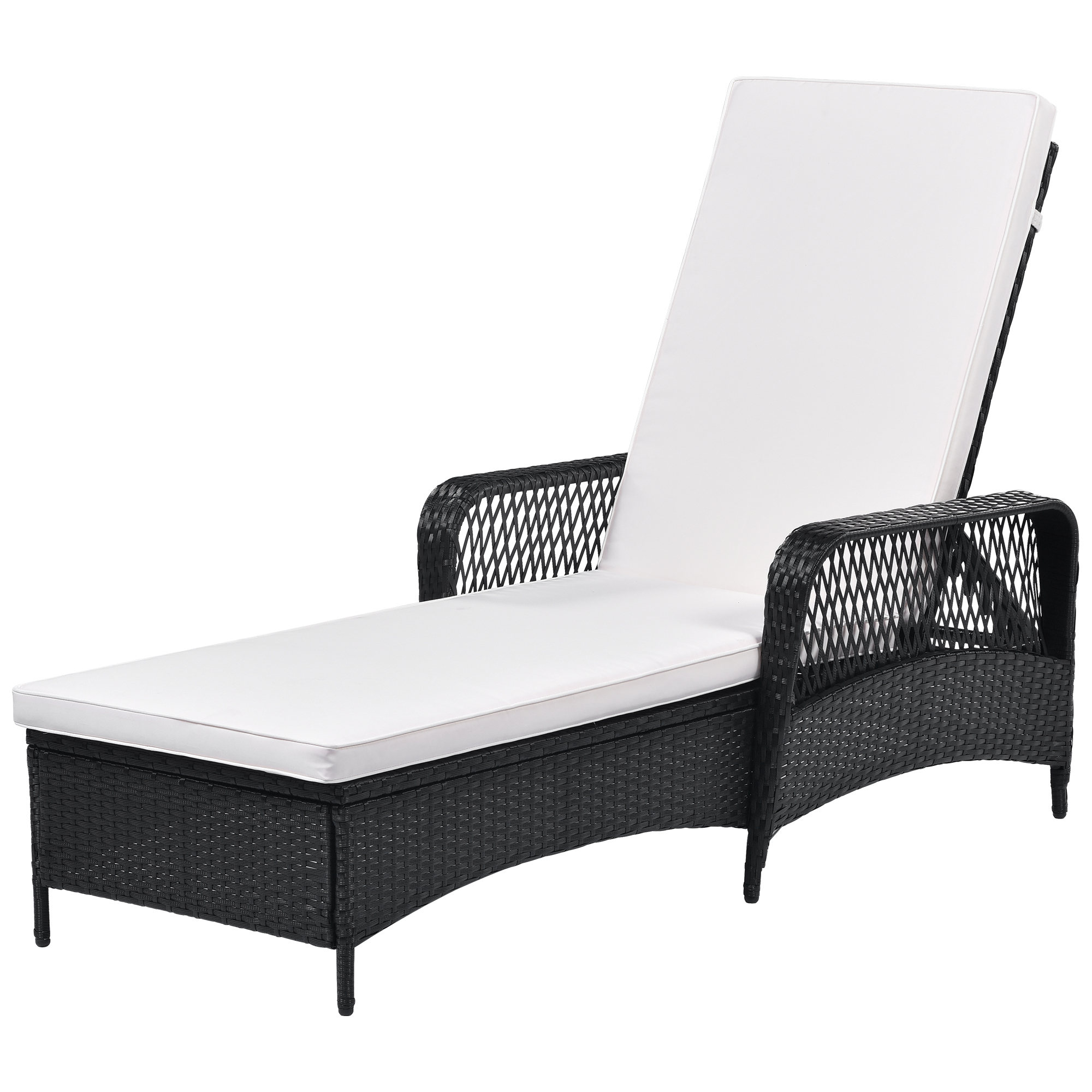 Outdoor Patio Reclining Chair Sunbed with Adjustable Backrest, Black Wicker All-Weather Chaise Lounge Chair for Garden Yard Patio - image 2 of 8