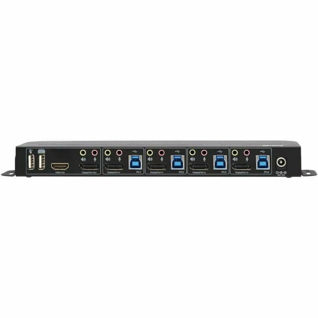 Tripp Lite by Eaton 4-Port DisplayPort/USB KVM Switch - 4K 60 Hz HDR HDCP 2.2 IR DP 1.4 USB Sharing - 4 Computer(s) - 1 Local User(s) - 4096 x 2160 - 8 x USB - 1 x HDMI - 5 x DisplayPort
