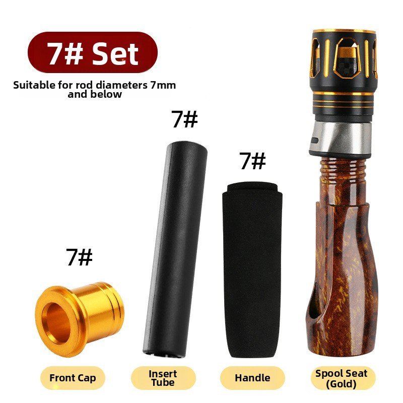 GRIMPEX Tube Style Fishing Rod Reel Seat Tube Short Housing for Diy Rod Building Black Gold Finish Multiple Sizes Aluminum Alloy A
