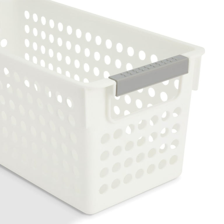 2 Pack White Wire Baskets for Kitchen, 3 Compartment Bin for