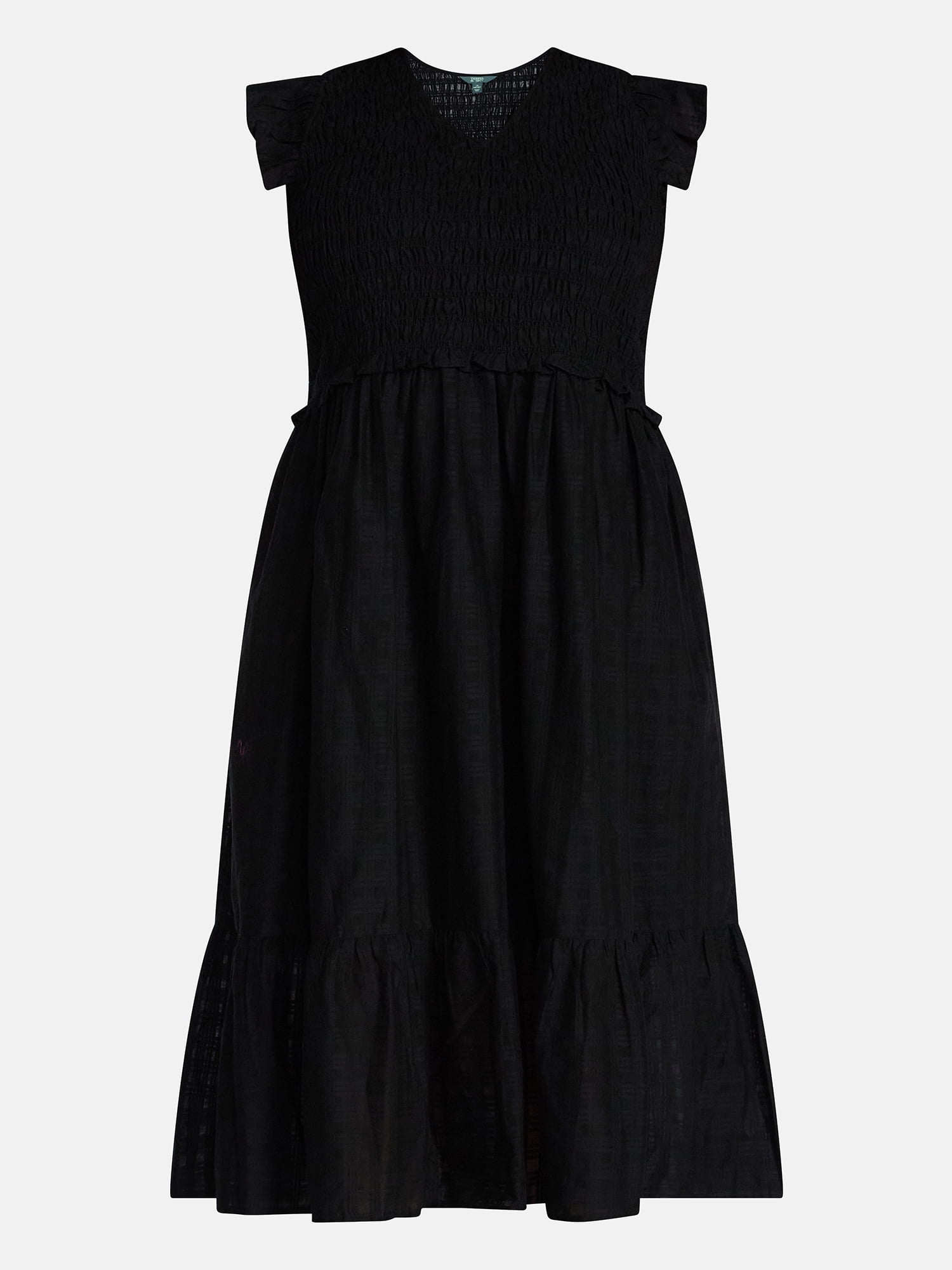 Terra & Sky Women's Plus Cotton Midi Dress with Smocked Bodice, Sizes 0X-5X