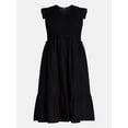 thumbnail image 5 of Terra & Sky Women's Plus Cotton Midi Dress with Smocked Bodice, Sizes 0X-5X, 5 of 5