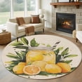 thumbnail image 3 of Summer Watercolor Round Area&nbsp;Rug 6ft Lemon Tea Vintage Rustic Linen Non-Slip&nbsp;Washable Circle Rugs Soft Felt Indoor Floor Mat for Bedroom Kitchen Living Room Bathroom, 3 of 9