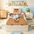 thumbnail image 3 of Manfei Cartoon Boba Capybara Twin Fitted Sheet, Cute Rainbow Floral Bedding, Bisque, 2-Piece, 1 Fitted Sheet and 1 Pillowcase, 3 of 6