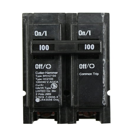 100a Main Breaker - Eaton Cutler-Hammer BRH2100 100A 2P 120/208/240V Circuit Breaker - Black