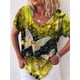thumbnail image 4 of Camisetas con estampado de mariposa 3D para mujer, camiseta de manga corta de gran tamaño, Tops básicos informales holgados, camiseta de calle con cuello en V para mujer, Top, 4 of 5
