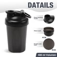 thumbnail image 2 of Leak-Proof Shaker Bottle with Shaker Balls - 400ml (12-OZ) ，Pack of 3- Ideal for Workout Supplements, Protein Powder - BPA Free - Portable Fitness Bottle for Fitness Enthusiasts and Athletes - Black, 2 of 7
