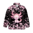 thumbnail image 4 of Uorisanigo Girls Half Zip Sweatshirt Kids Cherry Blossom Axolotl Long Sleeve Zipper Sweatshirt Soft and Comfortable Athletic Pullover Tops Lightweight Hoodies No Hood, Size 13-14, 4 of 7