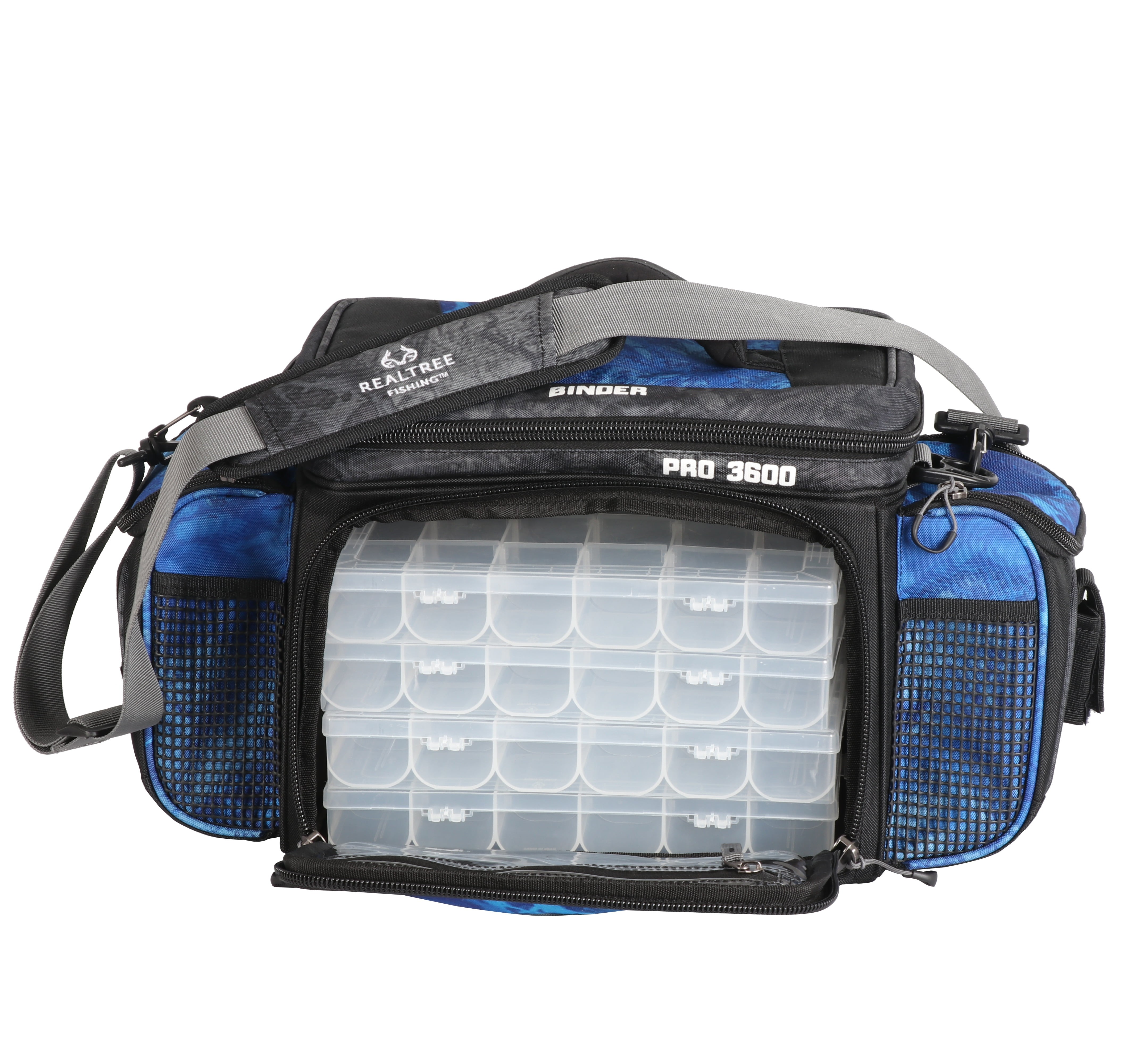 Realtree Adult Unisex Pro 3600 Fishing Tackle Box Binder Top Bag Bait  Storage, Blue 