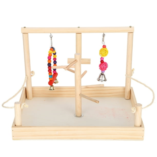 Soporte de madera para loros, estante de ejercicios para entrenamiento de aves, juguetes colgantes, suministros para mascotas, accesorio para jaula