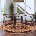 thumbnail image 5 of 6ft Washable Round Rug, Light Yellow Orange Floral Non-Slip Circle Area Rug for Living Room Bedroom, Ethnic Oriental Indoor Floor Mat for Home Decor, 5 of 9