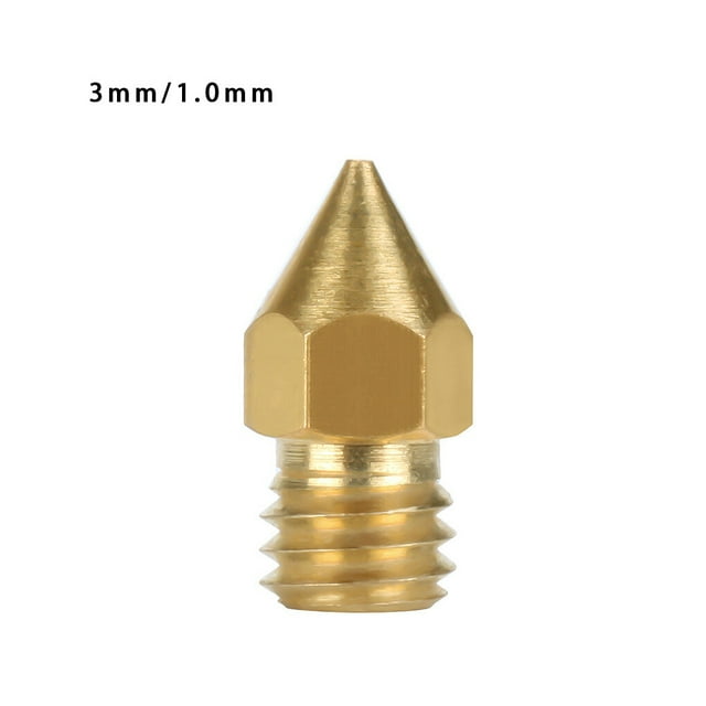 kurtrusly 3D Printer Nozzle Brass Extrude Head Mini Portable Brass Nozzle Firm Printer Thread, 1.0mm/3mm