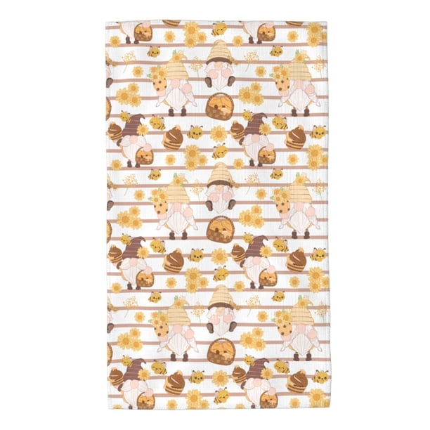 Balery Cute Bee Gnome Toalla de Microfibra Premium con Estampado – 27.5x16 pulgadas, Alta Absorción, Suave y Aterciopelada, Secado Rápido
