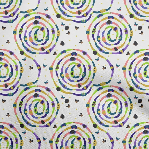 oneOone Polyester Spandex Multicolor Fabric Abstract Circle Diy Clothing Quilting Fabric Print Fabric By Yard 56 Inch Wide