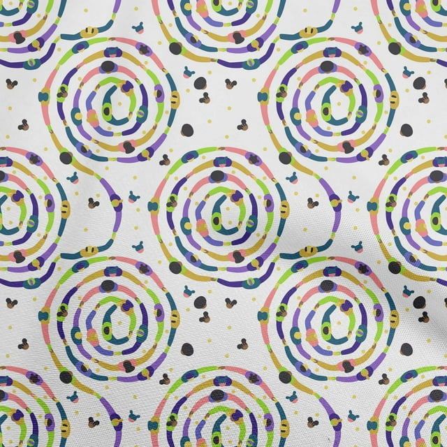 oneOone Velvet Multicolor Fabric Abstract Circle Fabric For Sewing Printed Craft Fabric By The Yard 58 Inch Wide