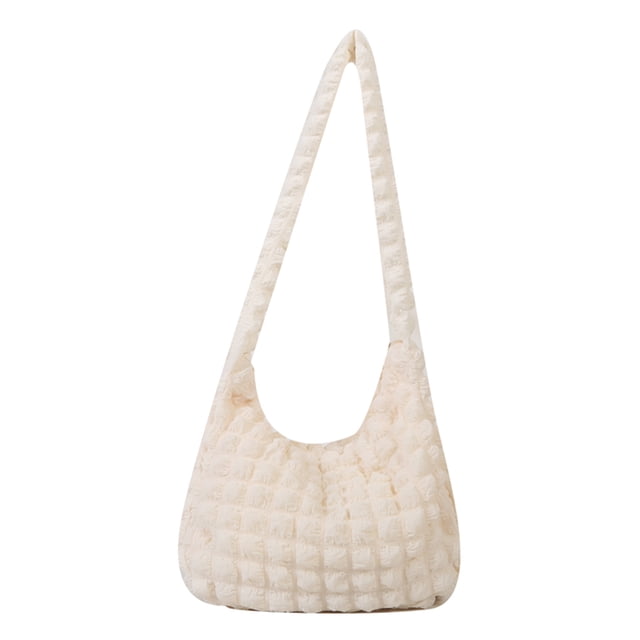 Bolso Mano para Mujer Color Nailon Plisado Burbujas para Viajes Oficina (beige)