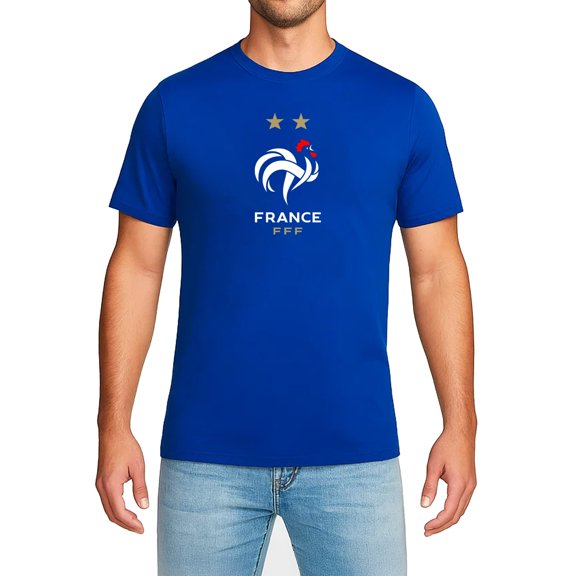 Icon Sports Officially Licensed France Football Federation Cotton T-Shirt - Unisex Adult - FFF126CT Blue S