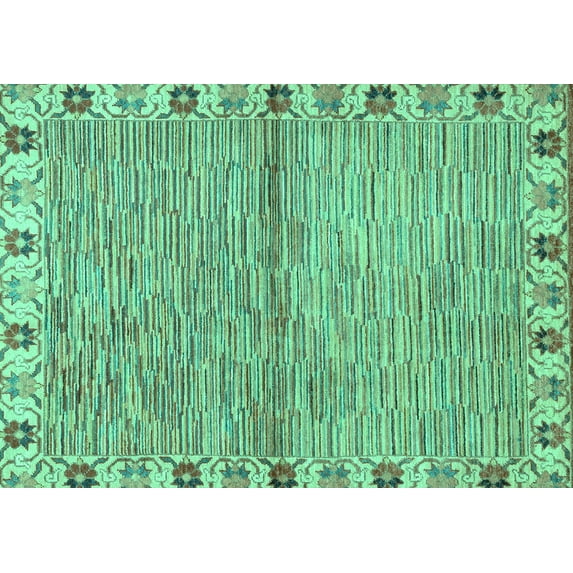 Ahgly Company Indoor Rectangle Abstract Turquoise Blue Modern Area Rugs, 6' x 9'