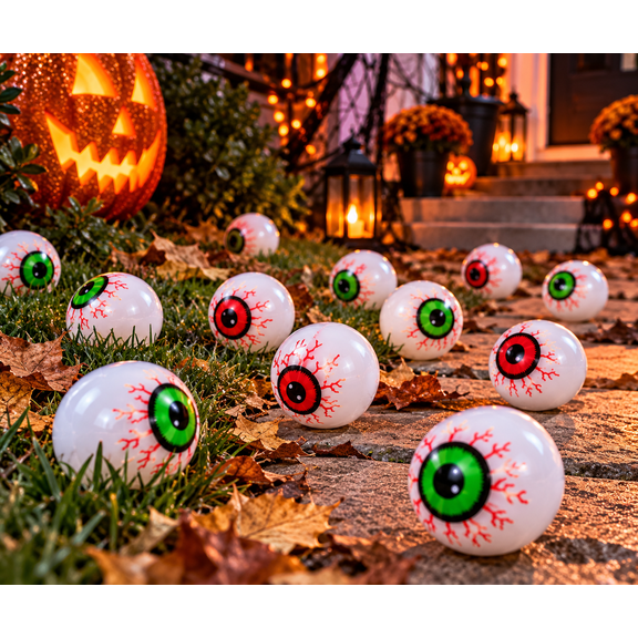 Halloween Decorative Eyeballs, Assorted Colors, 15-Piece Pack, 1 Count