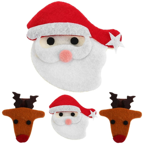 GOOHOCHY 4 pinzas para el cabello, adorables broches navideños, accesorios para el cabello para fiestas navideñas