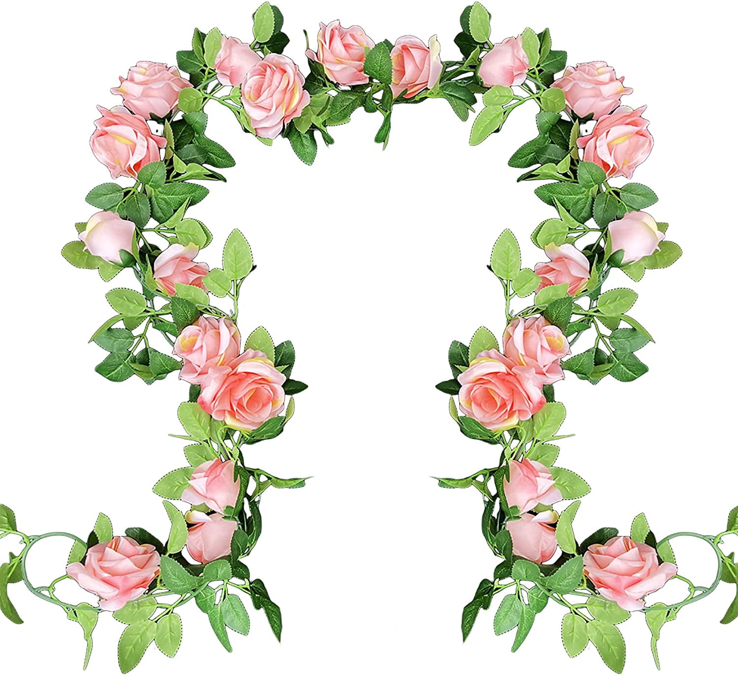 UKELER 2 Pack Artificial Flowers Garland Total 14FT Pink Rose Vines Hanging Flower Plants for