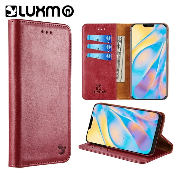 GSA Luxury Magnetic Flip Detachable Wallet Case For iPhone 12 Mini (5.4") - Red