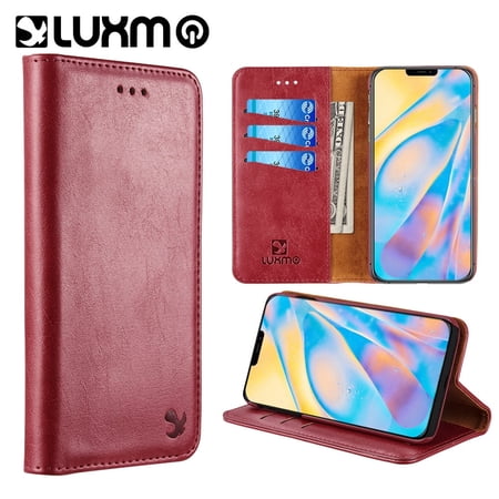 GSA Luxury Magnetic Flip Detachable Wallet Case For iPhone 12 Mini (5.4") - Red