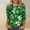 A1692 Green, variant on St. Patrick's Day Shirt for Women Glitter Clover Graphic T-Shirt 3/4 Sleeve Crewneck Festival Apparel Shamrock Print Sparkle Irish Holiday Tops