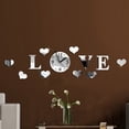 thumbnail image 3 of 3D LOVE espejo pegatina reloj acrílico DIY reloj de pared amor calcomanías decoración del hogar espejo de cristal papel tapiz Advancent JJ11035-02, 3 of 5
