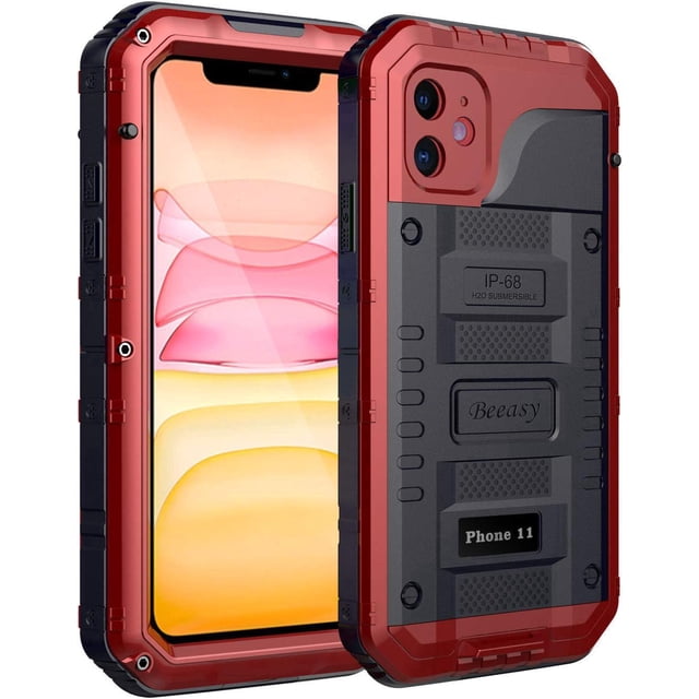 Funda para iPhone 11 a prueba de golpes, resistente al agua IP68, protector de pantalla incorporado, de grado militar, de metal resistente, a prueba de polvo, lluvia y nieve, para iPhone 11, funda pa