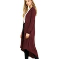 thumbnail image 1 of Made by Johnny Women's Casual Long Open Front Drape Lightweight Duster High Low Hem Maxi Long Sleeve Cardigan M WINE, 1 of 6