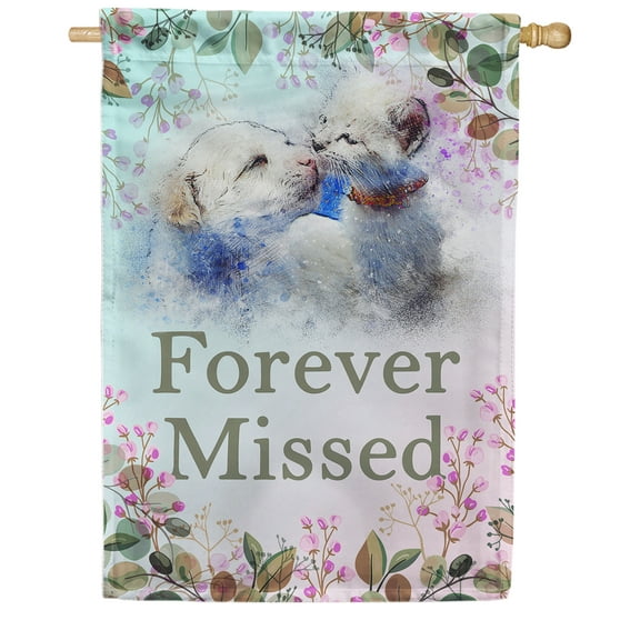 America Forever Pet Memorial House Flag - Pet Forever Missed, Lost Pet Cat Dog Bereavement Remembrance - Double Sided Seasonal Yard Outdoor Decorative Flag - 28" x 40"