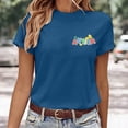 thumbnail image 3 of WEIWEN Dressy Women Tops Crewneck Autism Awareness Teacher Blouses for Women Short Sleeve Shirts Casual Summer Tops (Navy, M), 3 of 5