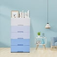 thumbnail image 7 of Plastic Drawers Storage Cart Mobile Cabinet with Casters, Tall Dressers Gradient Blue Stackable Vertical Storage, Large Containers Organizer Unit, 7 of 7