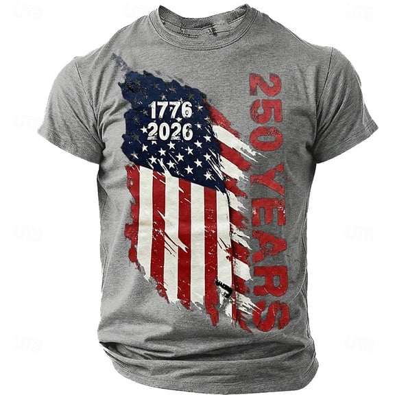 250 Anniversary USA Shirt Men 250th America Birthday Crewneck Pullover Short Sleeve T Shirt 1776-2026 Crew Neck Tee