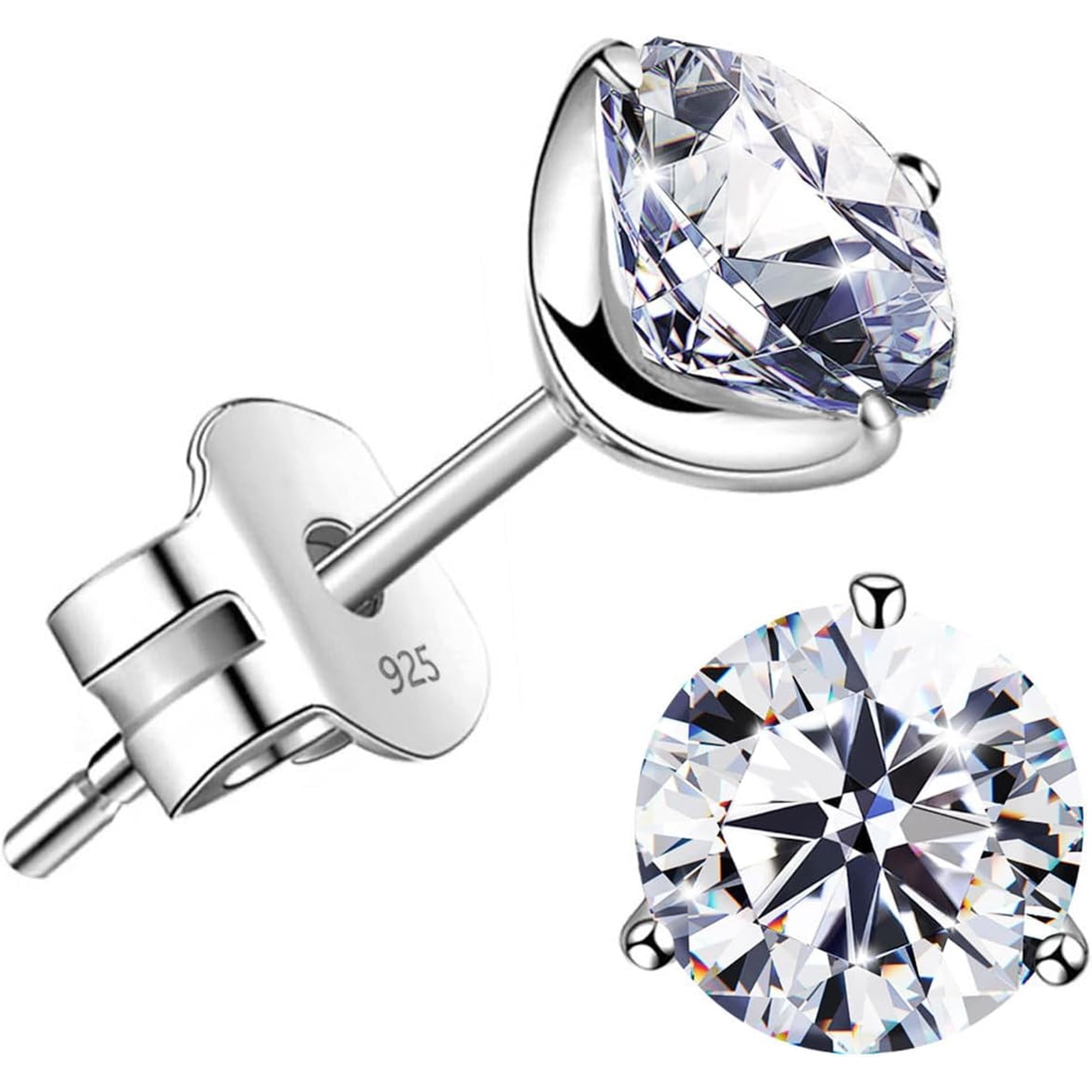 "STUNNING FLAME" 18K Gold Plated Silver Brilliant Cut Simulated Diamond Cubic Zirconia Stud Earrings
