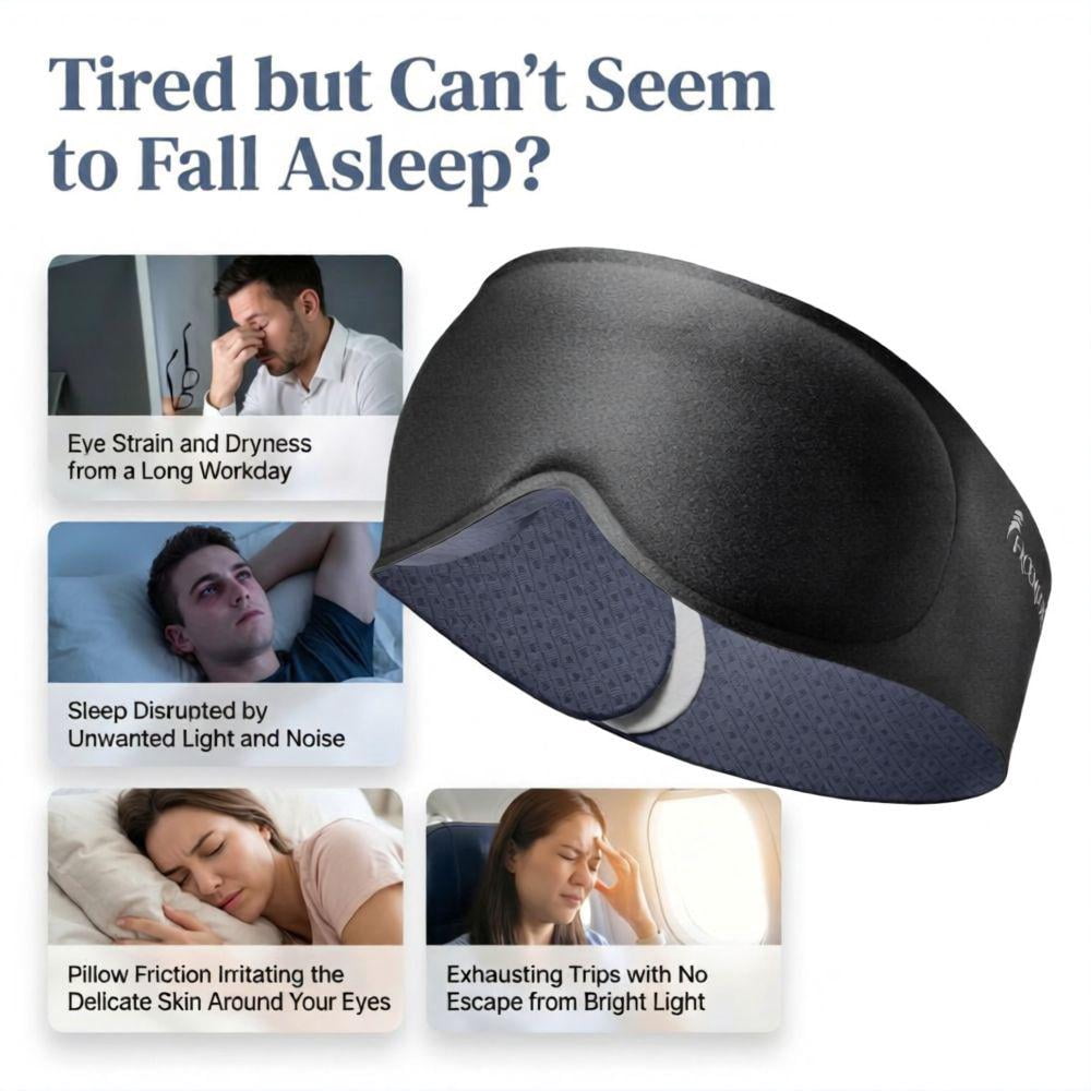 FACEMOON 3D Contoured Blackout Sleep Mask Weighted for Men and Women Peaceful Night's Sleep Soft Memory Foam Zero Eye Pressure Work From Home Black
