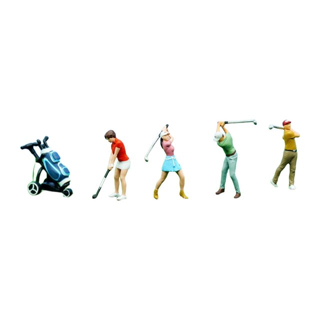 4 figuras de golfistas en miniatura a escala 1:64, dioramas, mesa de arena para jugar al golf, decoración, figuras de golf al aire libre, modelo de con bolsa