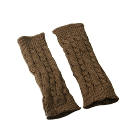 

VEAREAR Unisex Winter Thick Warm Knitted Stretch Fingerless Half Finger Flat Long Gloves