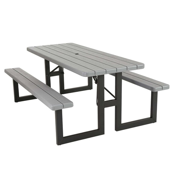 Lifetime Craftsman 6' Folding Rectangle Polyethylene Picnic Table, Gray (60359)