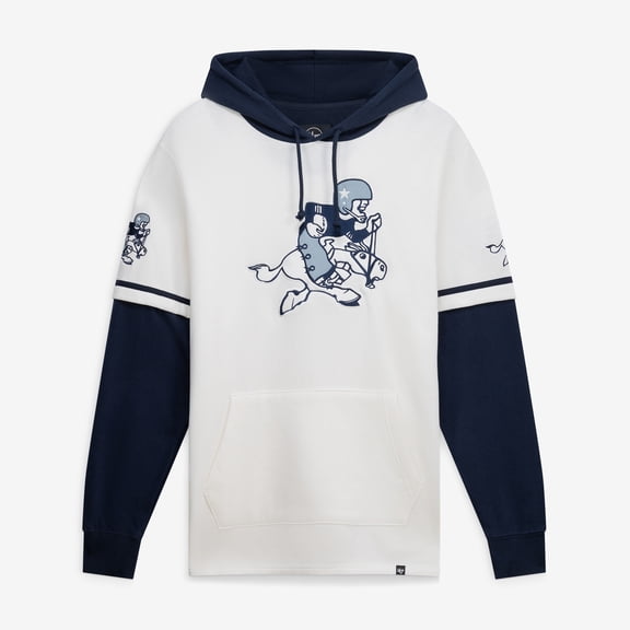 Men's-'47  White/Black Dallas Cowboys Throwback Shortstop Pullover Hoodie