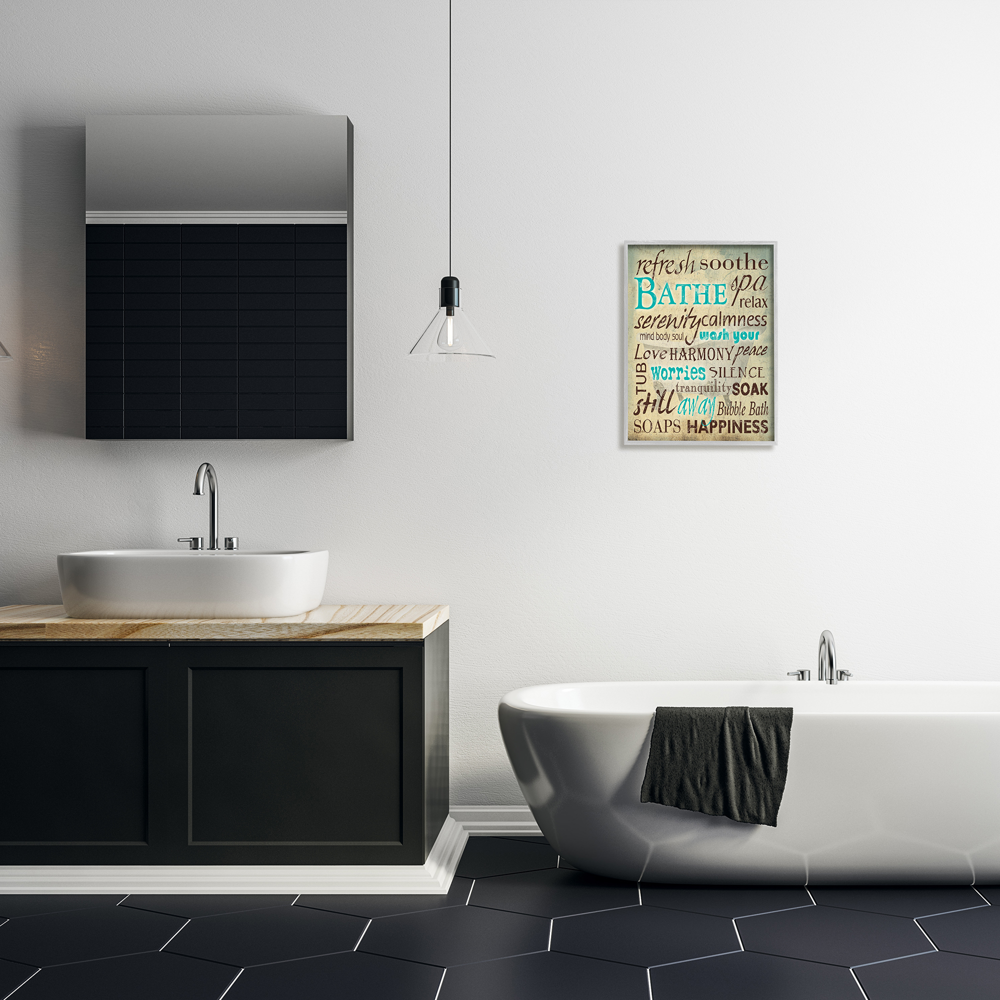 Stupell IndustriesStupell Industries Bathe Wash Your Worries Typography Bathroom Wall ArtFramed Wall Art by Carole Stevens