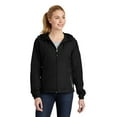 thumbnail image 1 of Sport-Tek ®  Ladies Colorblock Hooded Raglan Jacket. Lst76 Xs Black/ White, 1 of 4