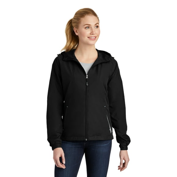 Sport-Tek ® Ladies Colorblock Hooded Raglan Jacket. Lst76 4Xl Black/ White