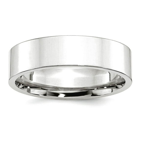14k White Gold Solid Polished 6mm Standard Flat Comfort-Fit Band Size 9.5 Ring Ring for Women and Men